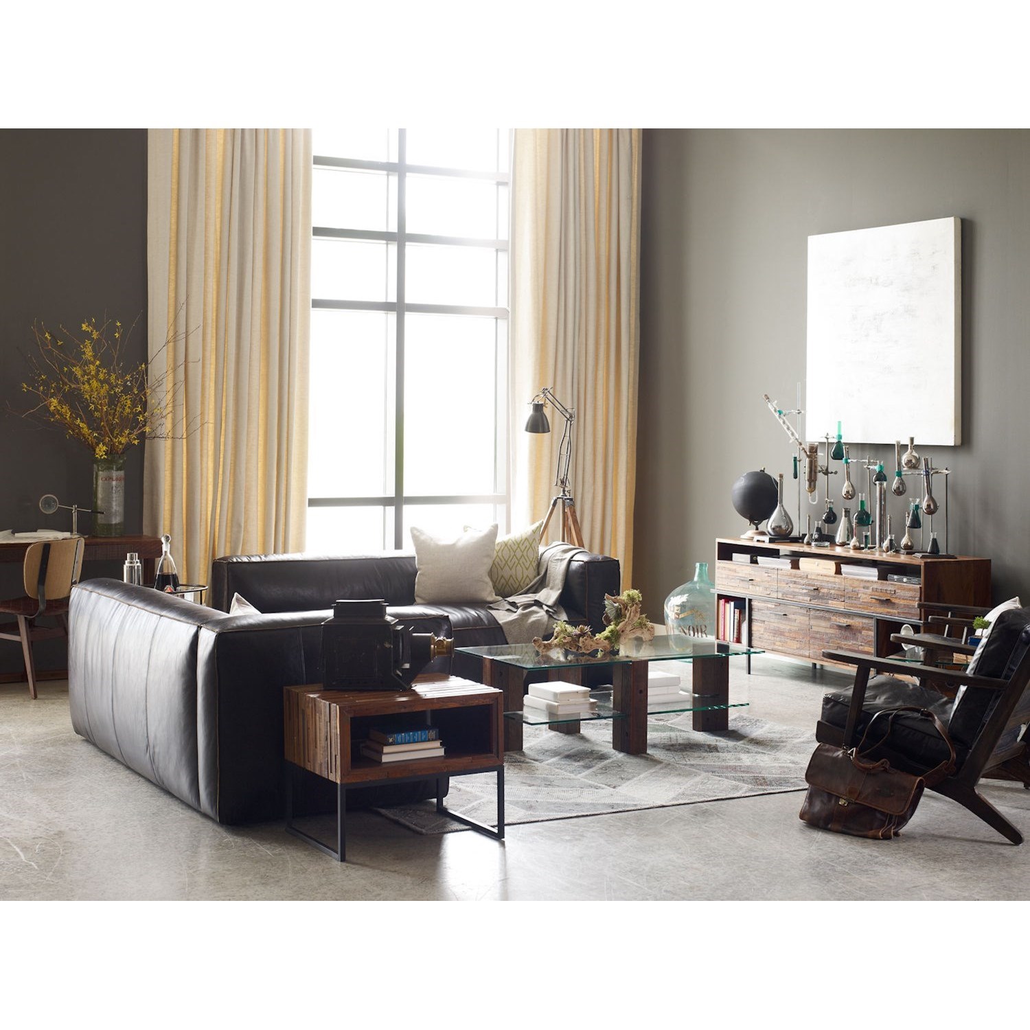 Four Hands Carnegie Nolita Sectional RAF and LAF in Old Saddle Black